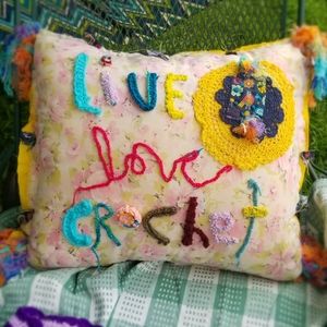 Crochet Vintage Art Boho Patchwork Handmade Pillow